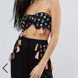 ASOS Premium Pom Pom Mirror Embroidered  Top